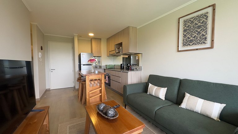 Incrível apartamento familiar com estacionamento em Pucón.