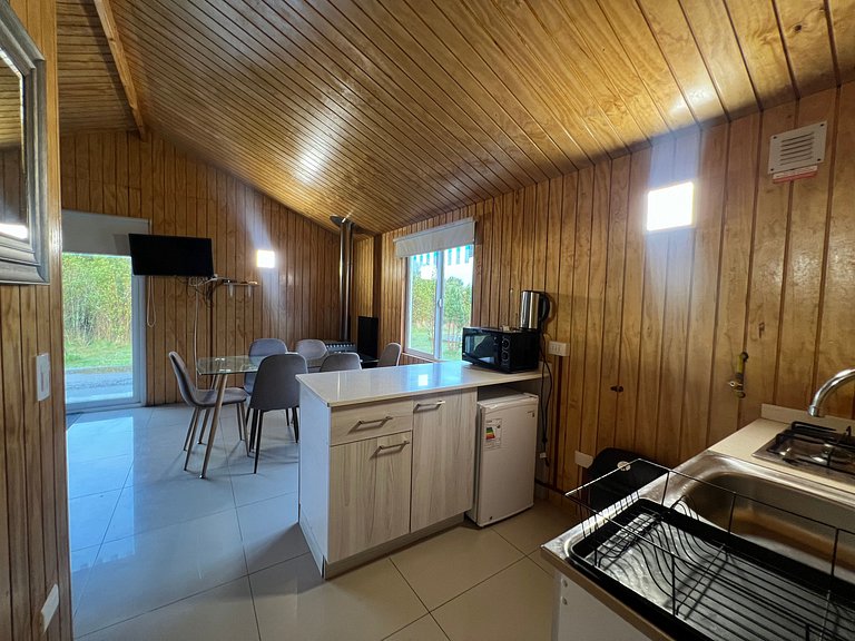Cabin with green areas, steps from the sea, Curanipe.