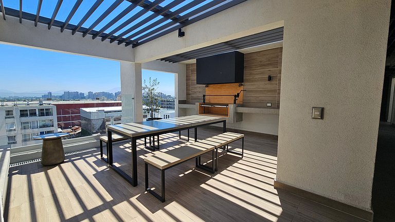 Apartamento com ar-condicionado a minutos da Movistar Arena.